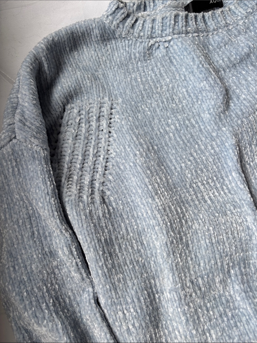Pretty Light Blue Chenille Crewneck Sweater
